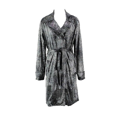 Carole Little Sz 4 Charcoal Black Polyester Reptile Print Belted Light Jacket