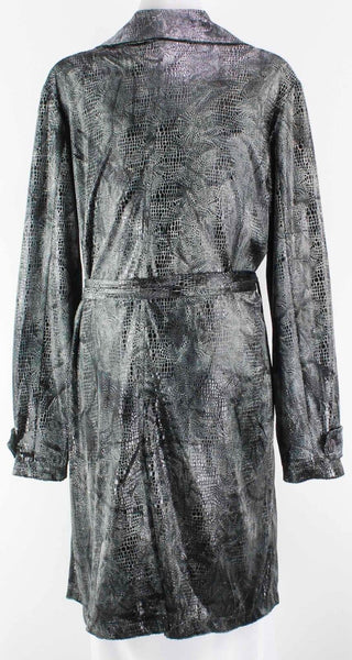 Carole Little Sz 4 Charcoal Black Polyester Reptile Print Belted Light Jacket