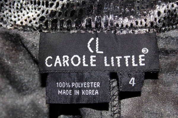 Carole Little Sz 4 Charcoal Black Polyester Reptile Print Belted Light Jacket