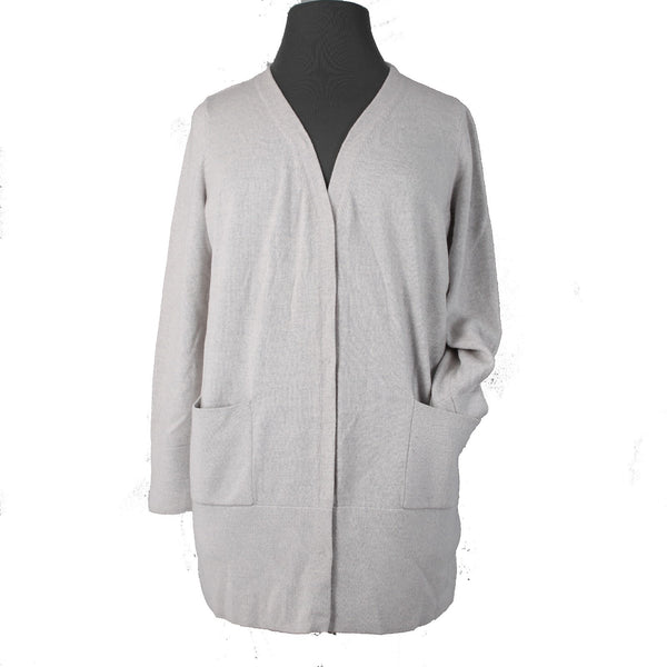 Eileen Fisher Wrap Sweater Sz XL Gray Pockets 100% Merino Wool Wrap Sweater