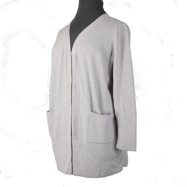 Eileen Fisher Wrap Sweater Sz XL Gray Pockets 100% Merino Wool Wrap Sweater