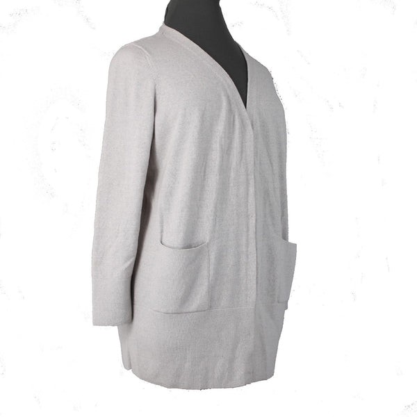 Eileen Fisher Wrap Sweater Sz XL Gray Pockets 100% Merino Wool Wrap Sweater