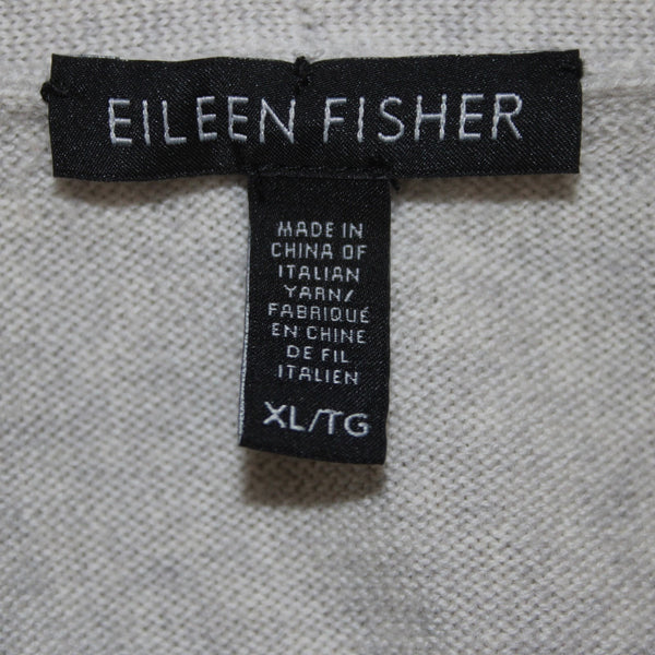 Eileen Fisher Wrap Sweater Sz XL Gray Pockets 100% Merino Wool Wrap Sweater