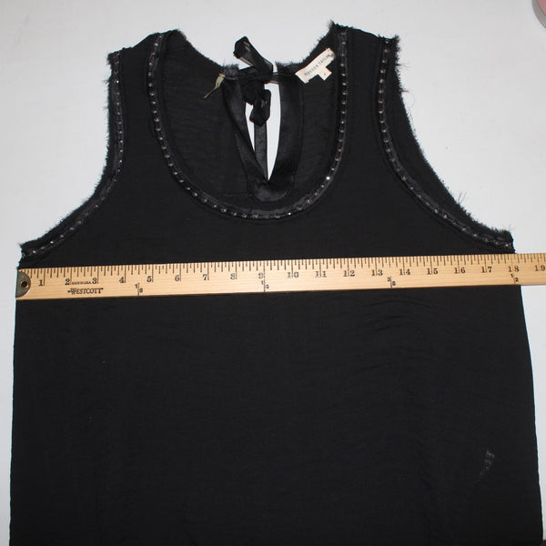 Rebecca Taylor Top Sz 4 Black Embellished Asymm Sleeveless 100% Polyester Top
