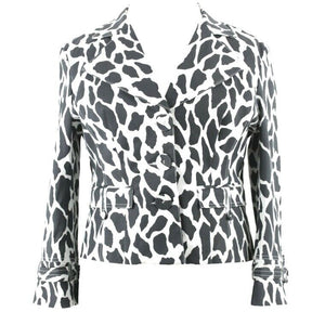 Christine Phillipe Sz 14 Black White Animal Print Cotton Spandex Jacket