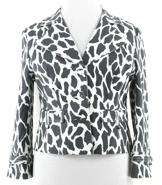 Christine Phillipe Sz 14 Black White Animal Print Cotton Spandex Jacket