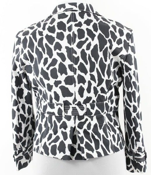 Christine Phillipe Sz 14 Black White Animal Print Cotton Spandex Jacket