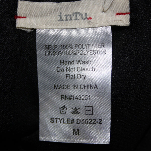 Intu Sz M Navy Yellow Multi Color Floral Asymmetrical Lined 100% Polyester Top