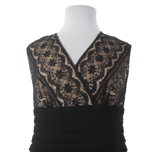 Adrianna Papell Dress Sz 22 Black Tan Lace Detail Sleeveless Cotton Polyester