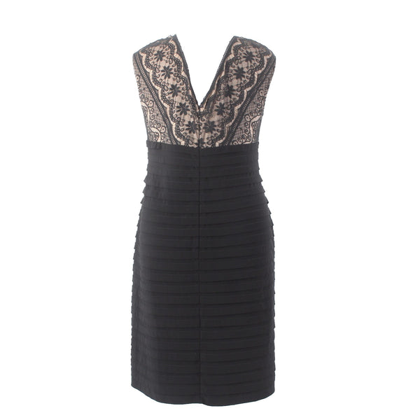 Adrianna Papell Dress Sz 22 Black Tan Lace Detail Sleeveless Cotton Polyester