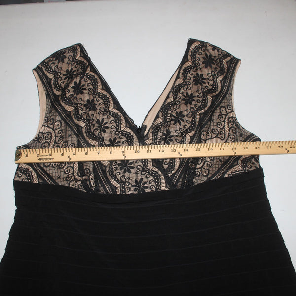 Adrianna Papell Dress Sz 22 Black Tan Lace Detail Sleeveless Cotton Polyester