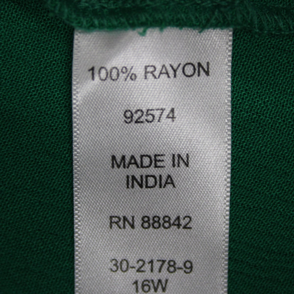 Roamans NWOT Sz 16W Green Buttons Short Sleeve 100% Rayon Top