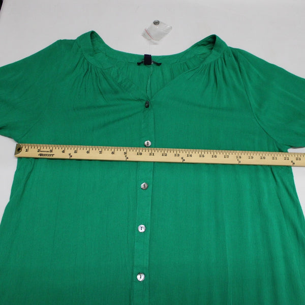 Roamans NWOT Sz 16W Green Buttons Short Sleeve 100% Rayon Top