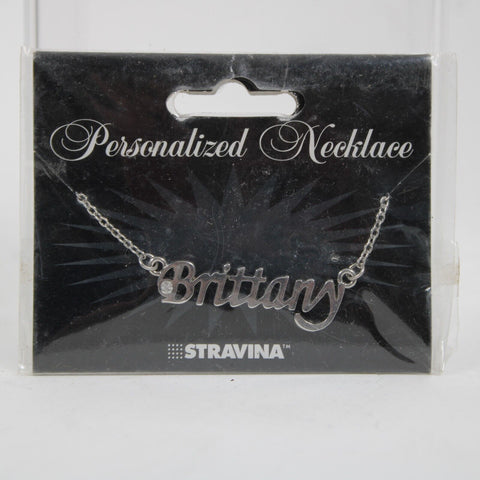 BRITTANY NEW Name Silvertone Rhinestone 14.5" w 4.5" Multi Ring Ext Necklace