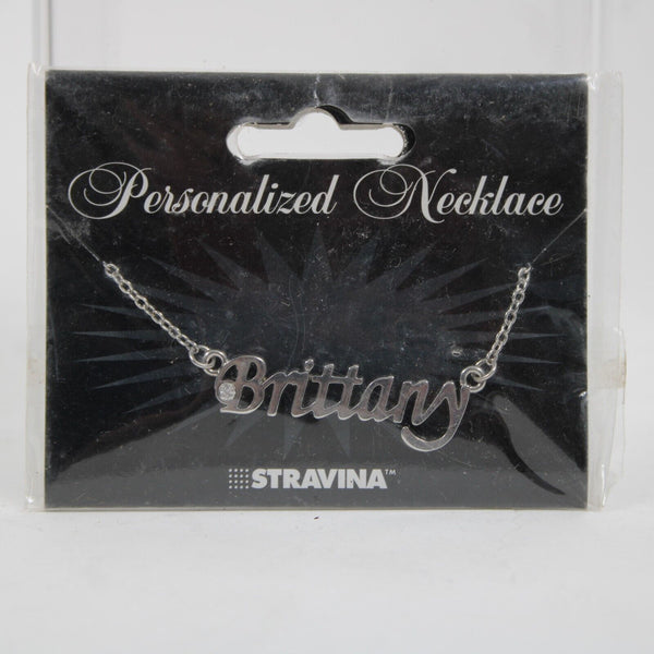BRITTANY NEW Name Silvertone Rhinestone 14.5" w 4.5" Multi Ring Ext Necklace
