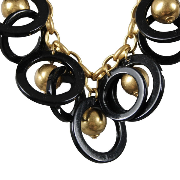 J Crew NEW $45 Goldtone Black Circles Gold Balls Statement  20" Ext. 2" Necklace