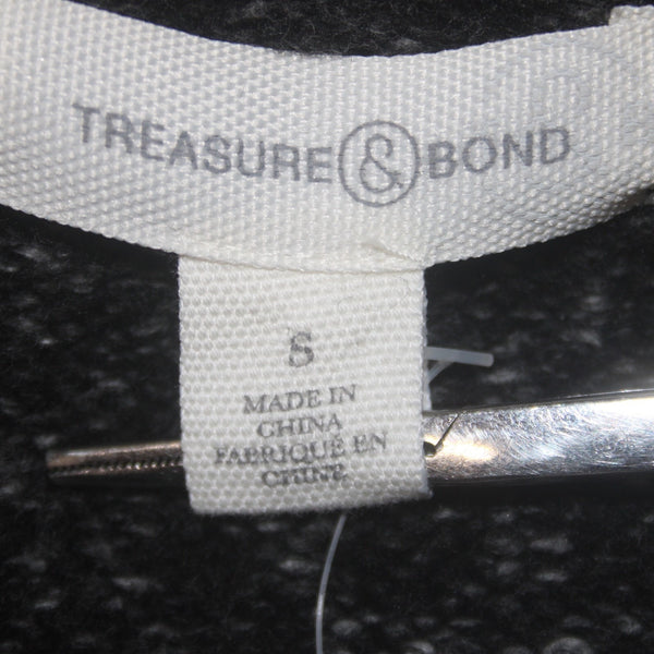 Treasure Bond Dress NEW $69 Sz S Black White V Neck Sweater Acrylic Cotton Dress