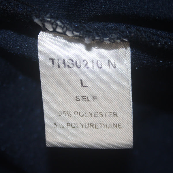 Thml Dress Sz L Navy Lt Blue Embroidered Collared Sleeveless Velour Poly Dress