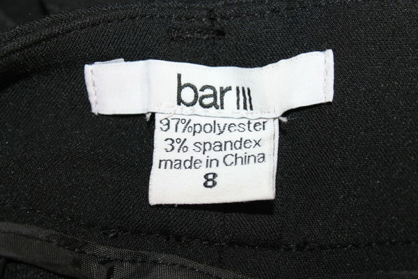 Bar III Sz 8 X 27 Black Clasp Closure Polyester Blend Dress Trouser Pant