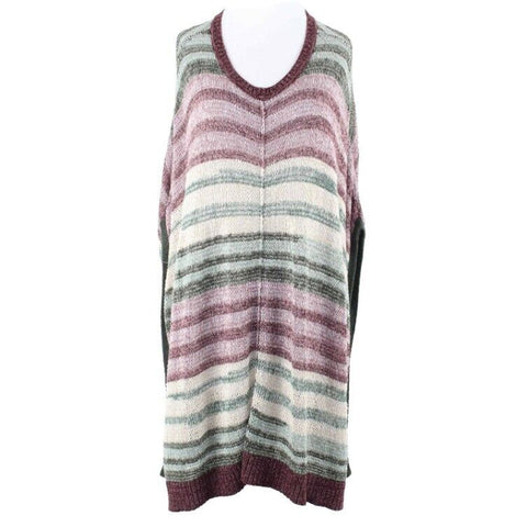 Vince Camuto Sz XL Olive Cream Multi Stripe Pullover Cotton Blend Sweater