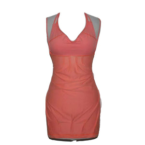 Lululemon Sz 4? Coral Strappy Bodycon Pleated Bra Knit Activewear Top