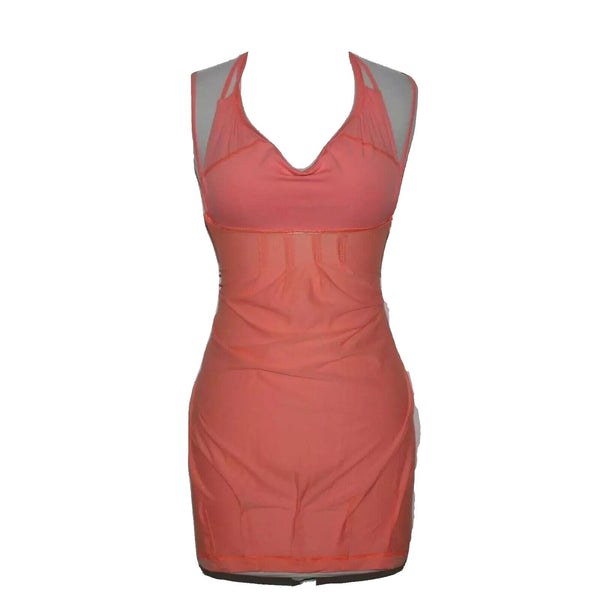 Lululemon Sz 4? Coral Strappy Bodycon Pleated Bra Knit Activewear Top