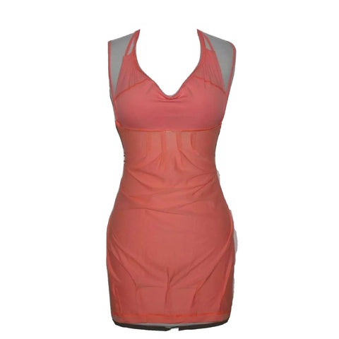 Lululemon Sz 4? Coral Strappy Bodycon Pleated Bra Knit Activewear Top