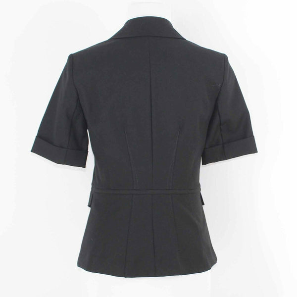 WHBM NEW $140 Sz 2 Black Lapel Collar Peplum 1 Button Cotton Blend Jacket