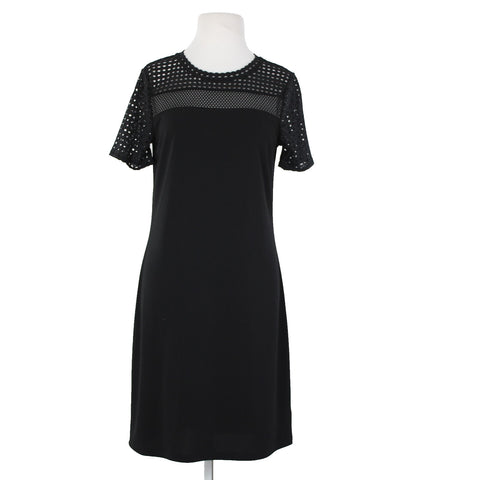 Michael Kors Sz S Black Unlined Eyelets Short Sleeve Polyester Elastane Dress