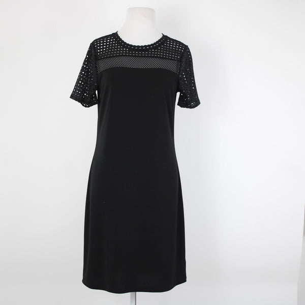 Michael Kors Sz S Black Unlined Eyelets Short Sleeve Polyester Elastane Dress
