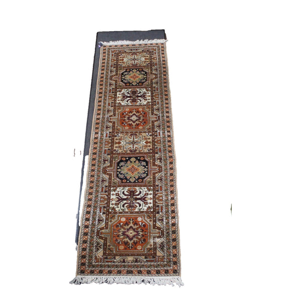 Turkish Rug 121" x 33.5" Orange Burgundy Multi Colored Hand Made Rug