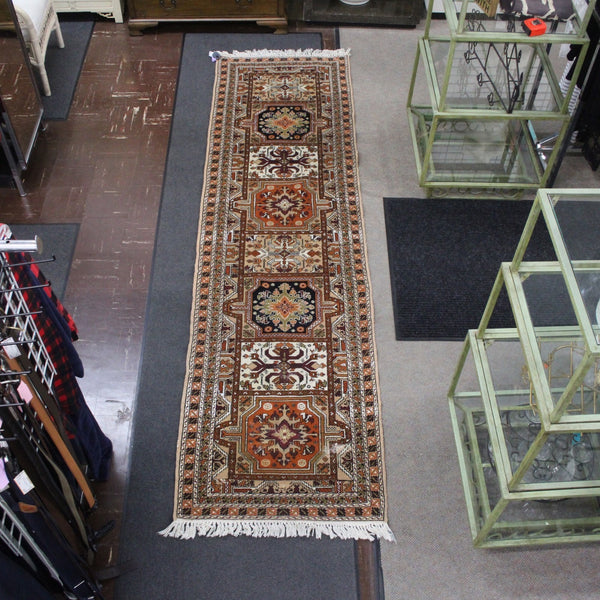 Turkish Rug 121" x 33.5" Orange Burgundy Multi Colored Hand Made Rug