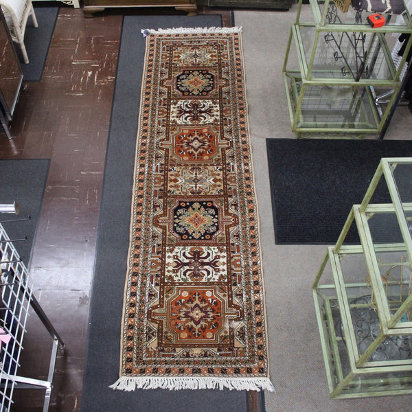 Turkish Rug 121" x 33.5" Orange Burgundy Multi Colored Hand Made Rug