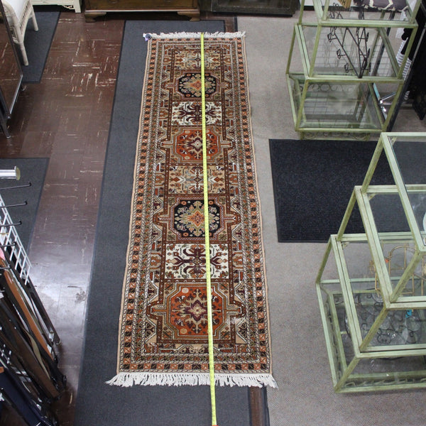 Turkish Rug 121" x 33.5" Orange Burgundy Multi Colored Hand Made Rug