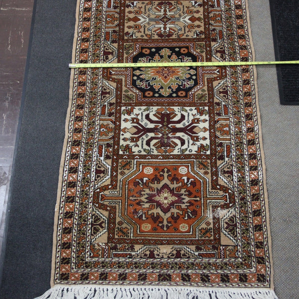 Turkish Rug 121" x 33.5" Orange Burgundy Multi Colored Hand Made Rug