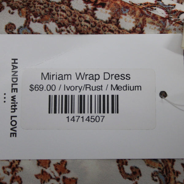 Molly Green $69 NEW Miriam Wrap Sz M Ivory Rust Satin Bohemian Polyester Dress