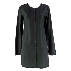 Eileen Fisher Sz S Black Rayon Nylon Spandex Button Front Jacket