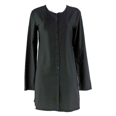 Eileen Fisher Sz S Black Rayon Nylon Spandex Button Front Jacket