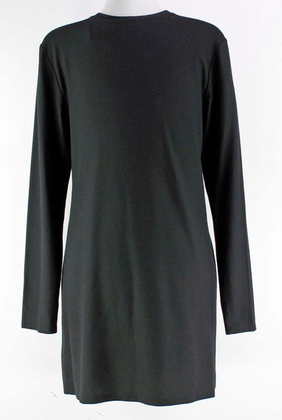 Eileen Fisher Sz S Black Rayon Nylon Spandex Button Front Jacket