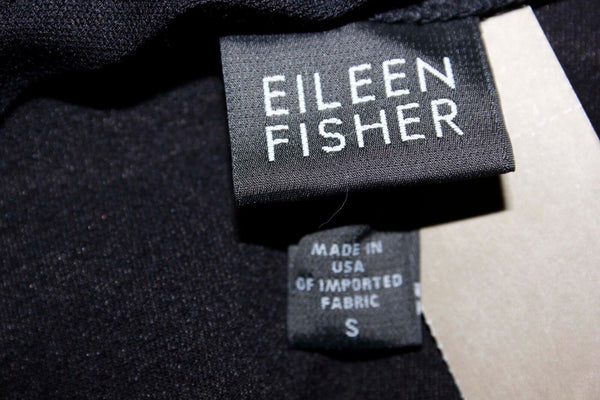 Eileen Fisher Sz S Black Rayon Nylon Spandex Button Front Jacket
