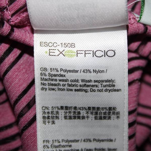 ExOfficio Sz Sp Purple Black Sheer Striped Round Neck Polyester Spandex Top