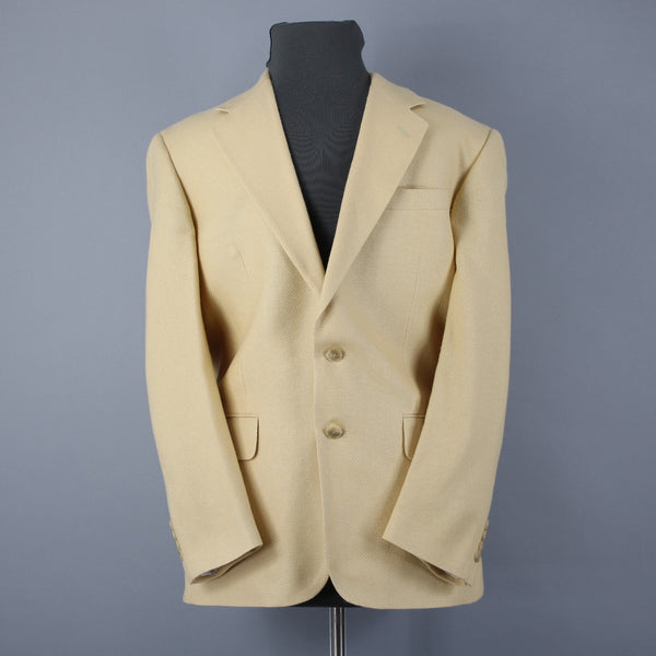 Club Room Sz 40R Yellow Textured Two Button Silk Wool Blend Blazer Jacket