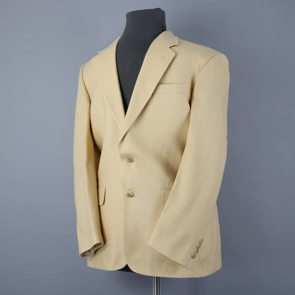 Club Room Sz 40R Yellow Textured Two Button Silk Wool Blend Blazer Jacket