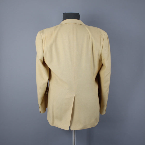 Club Room Sz 40R Yellow Textured Two Button Silk Wool Blend Blazer Jacket