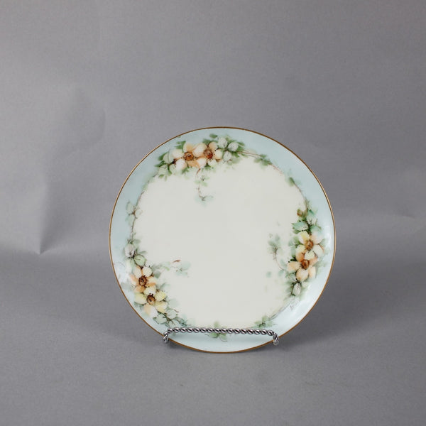 Thomes Handpainted Plate Sevres Light Blue Yellow Floral Painted 6.5" Plate