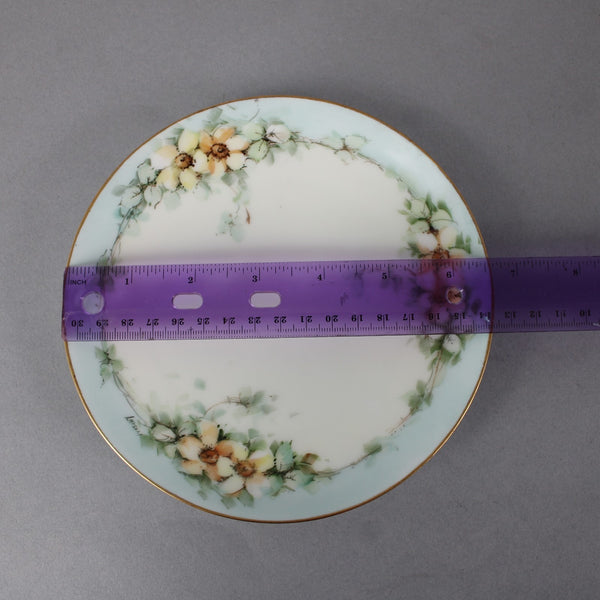 Thomes Handpainted Plate Sevres Light Blue Yellow Floral Painted 6.5" Plate