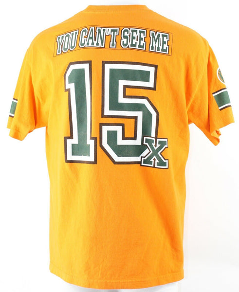 WWE Authentic Sz XL Orange Multi Never Give Up 100% Cotton T Shirt