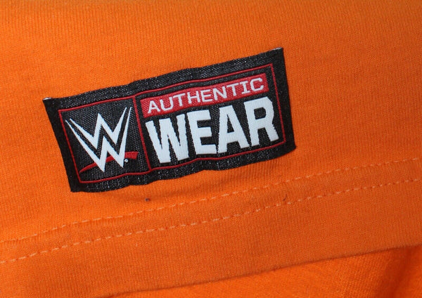 WWE Authentic Sz XL Orange Multi Never Give Up 100% Cotton T Shirt