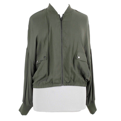BB Dakota NEW $89 Jack Sz XL Olive Green Zip Pocketed Rayon Poly Jacket