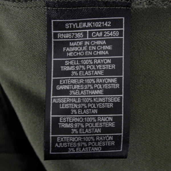 BB Dakota NEW $89 Jack Sz XL Olive Green Zip Pocketed Rayon Poly Jacket